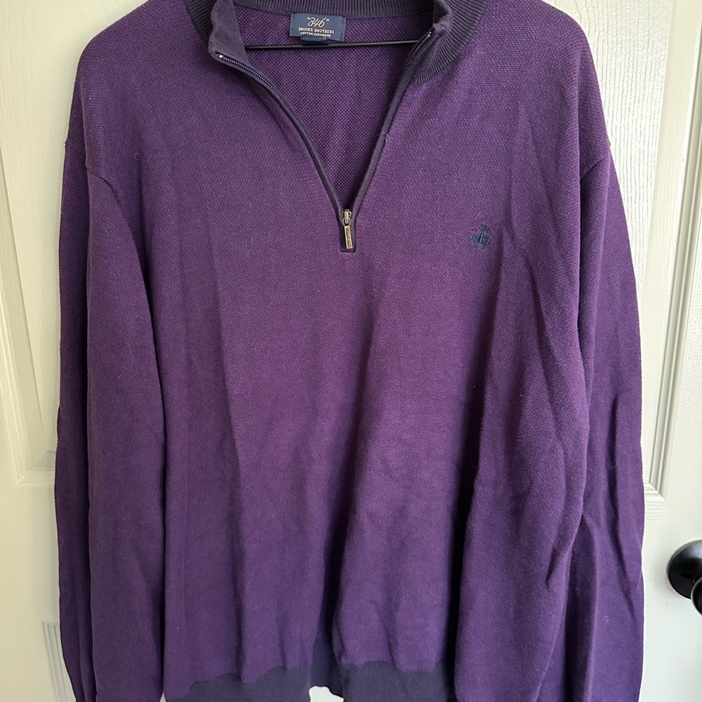 Brooks Brothers Men's Zip Up Purple Sweater